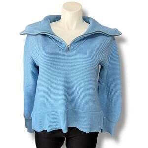 Sonoma Womens Knit Sweater Pullover Quarter Zip High Collar Relaxed Fit Blue 0X